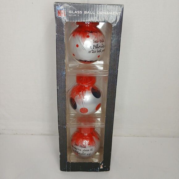 NFL New England Patriots Christmas Holiday Ornaments 3 Glass Ball Decorations - Picture 1 of 6